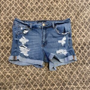 Aeropostale Blue Distressed Denim Shorts